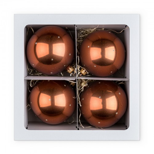 Bronze Christmas balls with silver dots (4 pcs in pack)