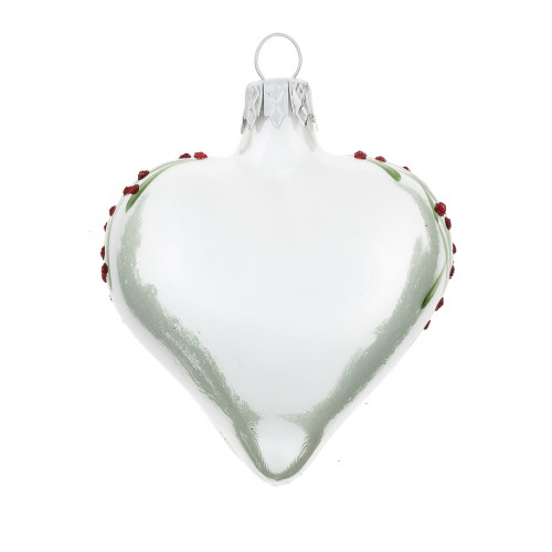 Glossy white heart with Chrtistmas branches on edges