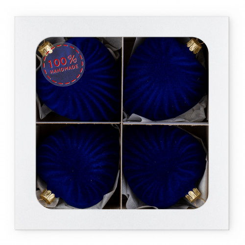 Scalloped velvet hearts blue (4 pcs in pack)